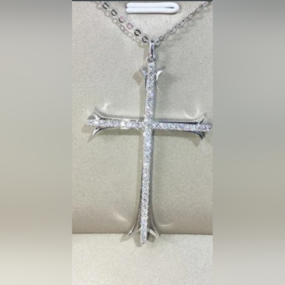 Diamond & Sterling Silver Cross Pendant